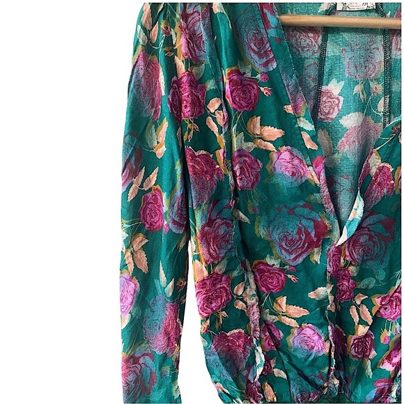 Free People Everything's Rosy Bodysuit in Jade Combo. Size XS. NWOT - Picture 2 of 14